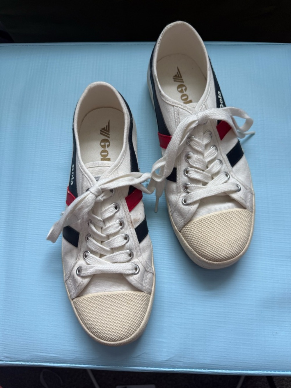 Gola White Canvas Low-Tops with Red & Navy Accents size 7